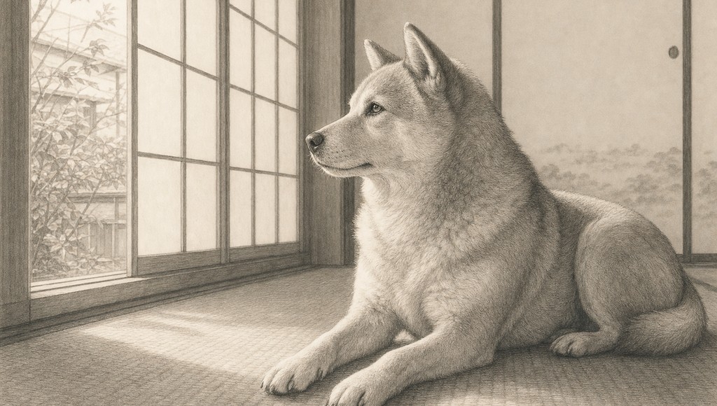 鉛筆画調のシニア犬イラスト（アンチノールプラス｜犬の関節・認知機能サプリの成分レビューと選び方のアイキャッチ）